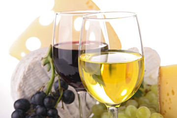 white wine and assortment of cheese