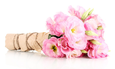 bouquet of eustoma flowers, isolated on white