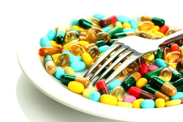 Colorful capsules and pills