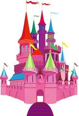 Cercles muraux Chateau Château rose de conte de fées
