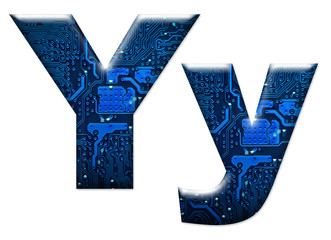 Digital letter Y on the white background