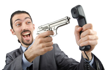 Angry businessman killing the phone