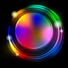 Shiny circle on dark background - place for your text