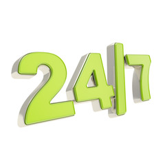 24/7 twenty four hour seven days a week emblem icon