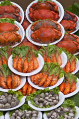 Stack of crabs, packed for sale