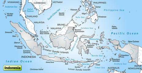 Übersichtskarte von Indonesien mit Umland