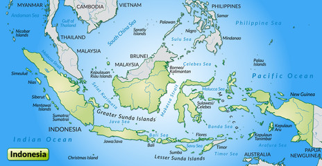 Landkarte von Indonesien und Umland