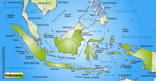  Karte von Indonesien  mit Nachbarl ndern Stockfotos und 