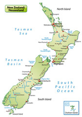 Neuseelandkarte als Übersicht