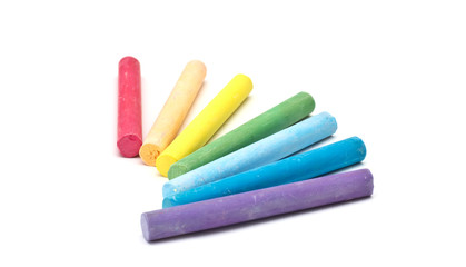 Set of colorful pieces of chalk isolated on white