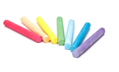 Set of colorful pieces of chalk isolated on white