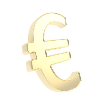 Shiny metal euro golden symbol emblem isolated