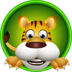 Crédence de cuisine en verre imprimé Zoo dessin animé mignon de tête de tigre