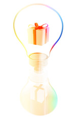gift box inside a lightbulb