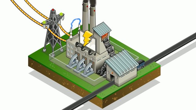 isometric coal plant in production of energy