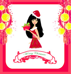 beautiful pin-up girl in Christmas inspired costume