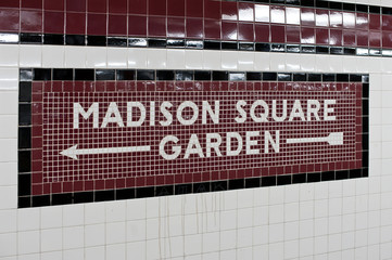 Madison Square Garden - New York city subway sign tile pattern 