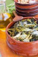 Fresh chicory and mozzarella cheese