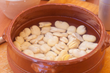 Fava beans underwater