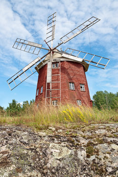 Old wooden windmill in Sweden