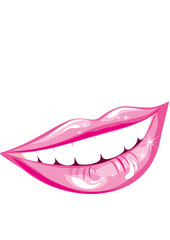 Fototapeta premium Beautiful smiling mouth with healthy teeth isolated on white