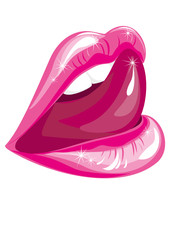 vector illustration of woman licking sexy red lips