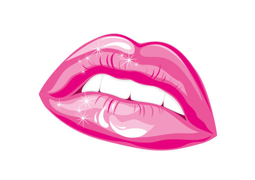 Sensuality lips. Pink lipstick