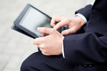 tablet, business teenage, hands, city