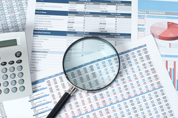 magnifying glass over reports