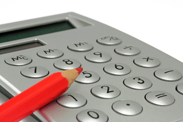 taschenrechner mit rotstift
