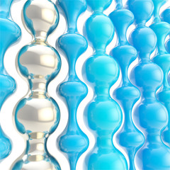 Background made of glossy blue and silver wavy shapes