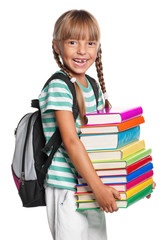 Little girl with books