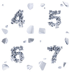 Abc alphabet symbol broken into tiny glossy pieces