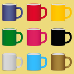 set of colorful cups