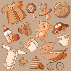 Doodle Baby Vintage Style Icon Set