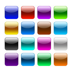 Blank colour web buttons on white background