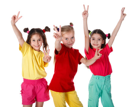 Group of girls with victory sign