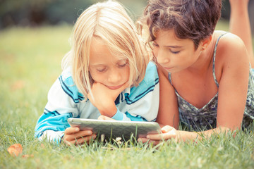 Couple of Children with Tablet PC