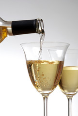 Pour wine into glass