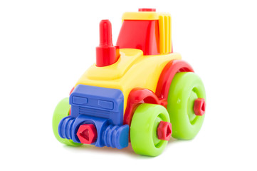 Toy a plastic nursery, a tractor of bright shades.2
