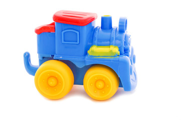 Toy a plastic nursery, a steam locomotive of bright shades.