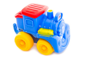 Toy a plastic nursery, a steam locomotive of bright shades.2