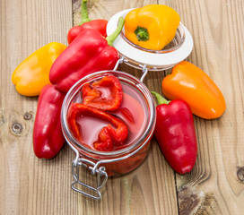 Pickled Paprikas in a glass
