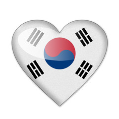 South Korea flag in heart shape isolated on white background