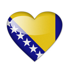 Bosnia and Herzegovina flag in heart shape isolated on white bac