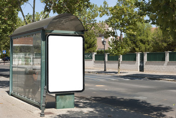 Para de autobus. Cartel blanco para publicidad