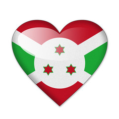 Burundi flag in heart shape isolated on white background