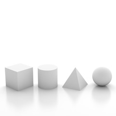 3d illustration basic geometric shapes