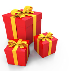 Red gift box and gold ribbon