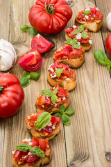 Bruschetta on wooden background